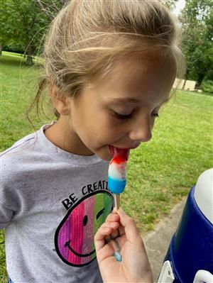 Everyone enjoyed a bomb pop after a long day of Olympic games!