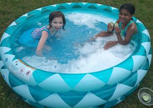 This spa doubles as a hot tub and a swimming pool!