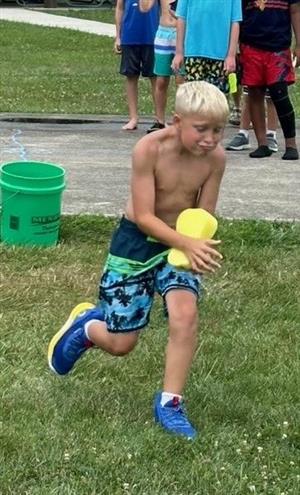 Momentary panic as this camper almost drops his sponge!