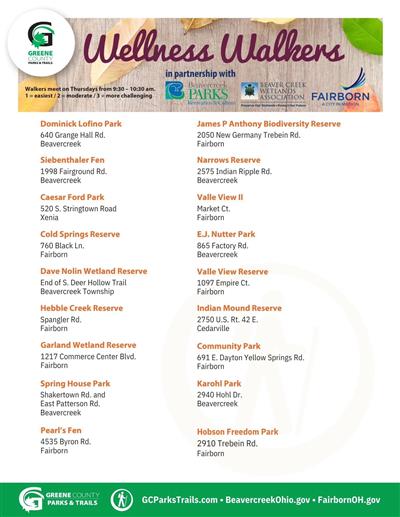 Wellness Walkers Autumn/Winter 2025 locations